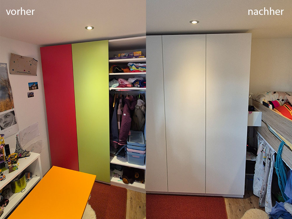 Tischkante vorher-nachher Kinderzimmer Folierung Vorher Nachher