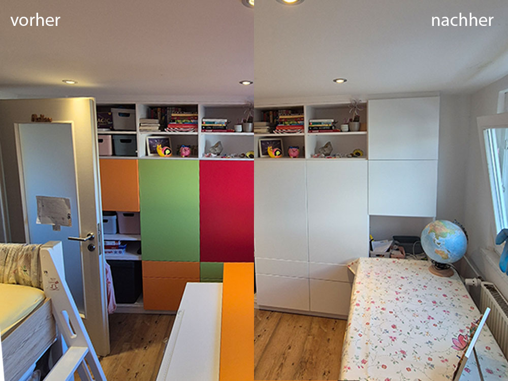 Küche vorher-nachher Kinderzimmer Folierung Vorher Nachher