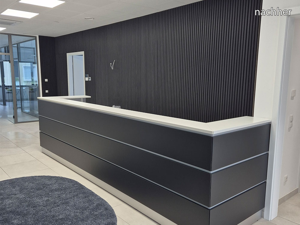 Hotelzimmer vorher-nachher Tresen Folierung Nachher